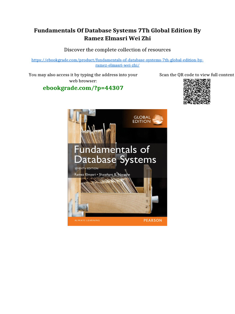 Fundamentals of Database Systems 7th Global Edition by Ramez Elmasri ...