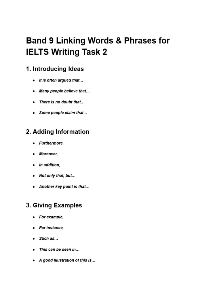 Task 2 Linking Words | PDF