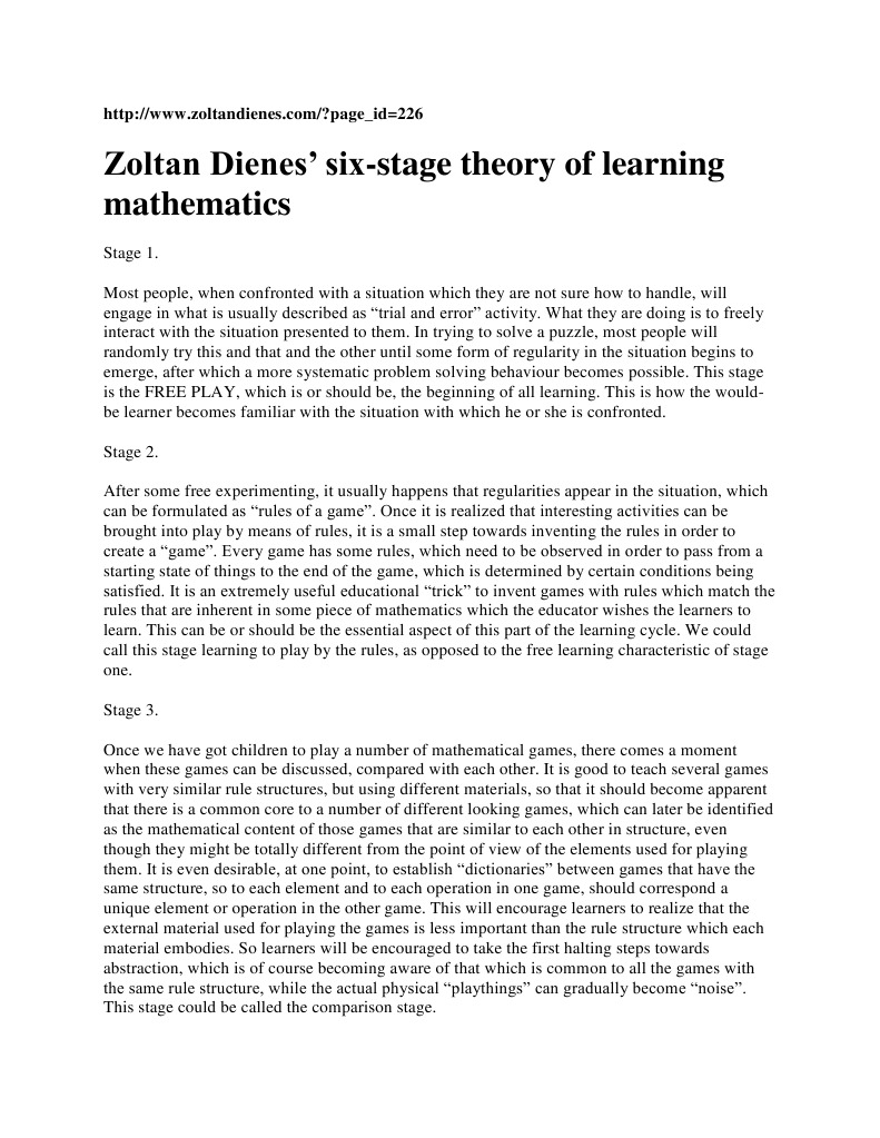 Zoltan Dienes How Children Learn Mathematics