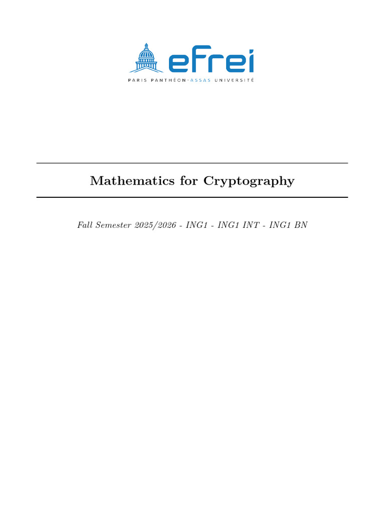 Mathematics For Cryptography | PDF | Cryptography | Cipher