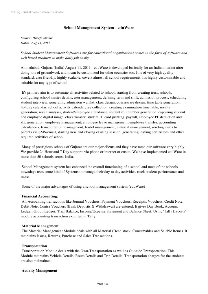 eduWare: Comprehensive School Management System | PDF