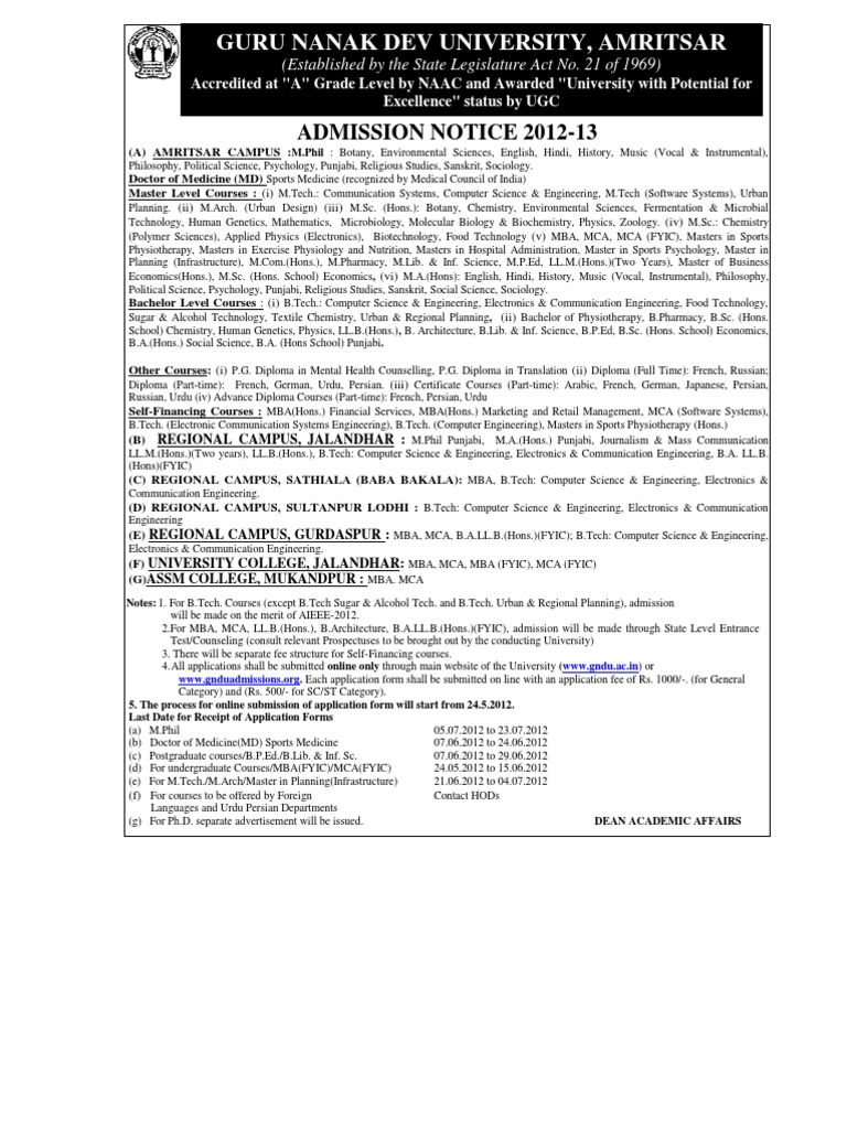 Adm Not 2012 PDF Master's Degree Qualifications