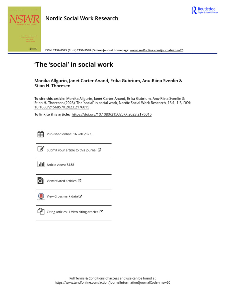 The Social in Social Work | PDF | Social Work | Social Policy