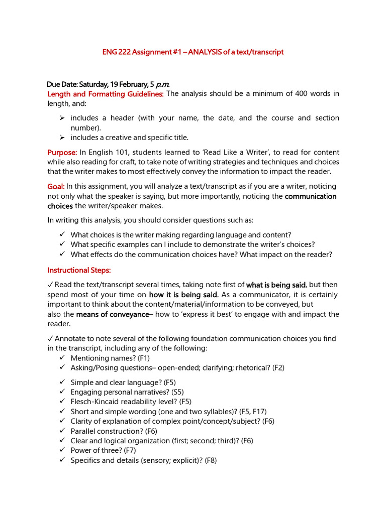 ENG 222 Assignment #1 Analysis - Asa | PDF | Communication | Cognition