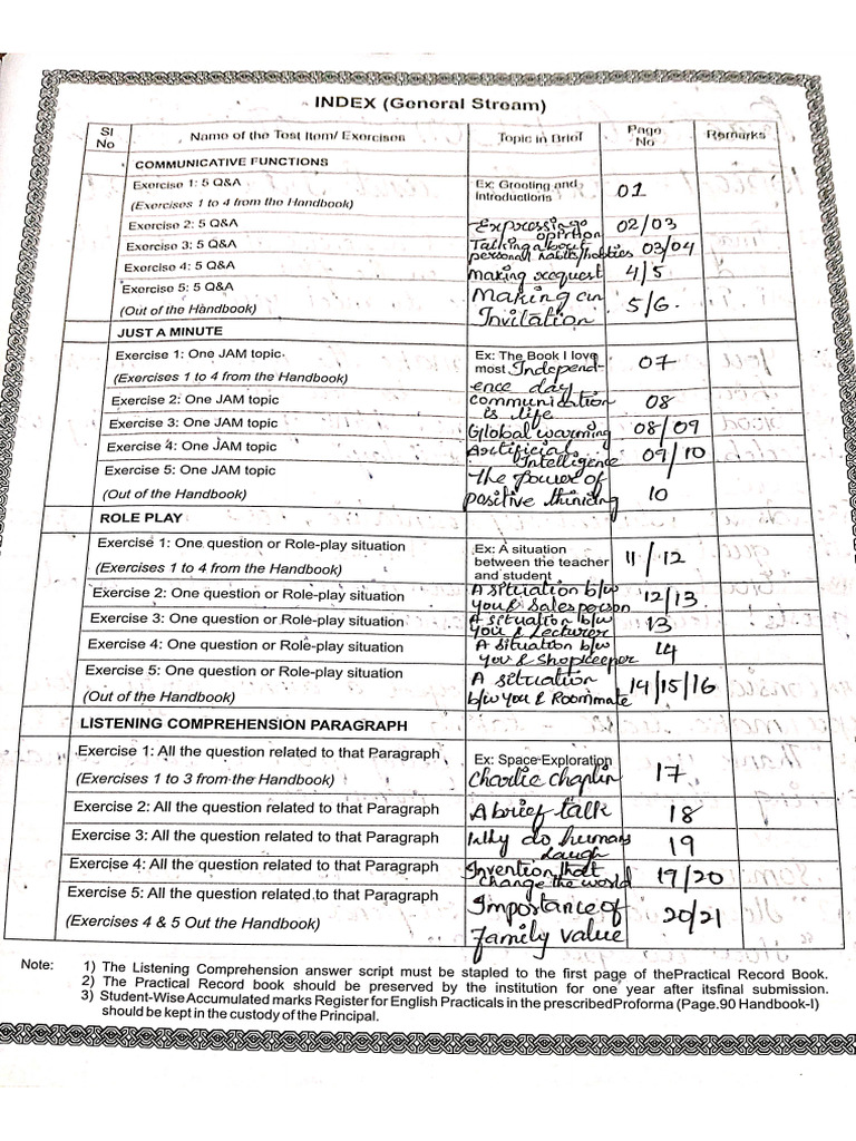 Intermediate First Year Practical Record Book | PDF