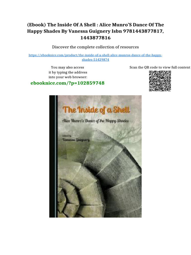 (Ebook) The Inside of A Shell: Alice Munro's Dance of The Happy Shades ...