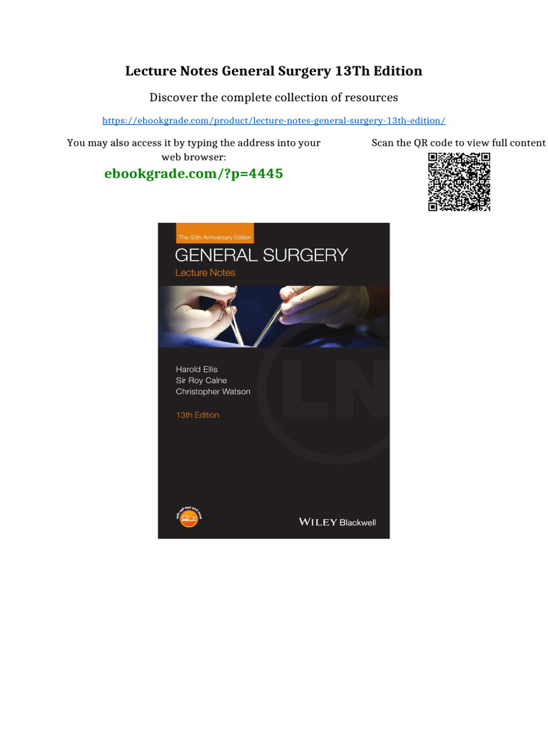 Lecture Notes General Surgery 13th Edition Available Full Chapters ...