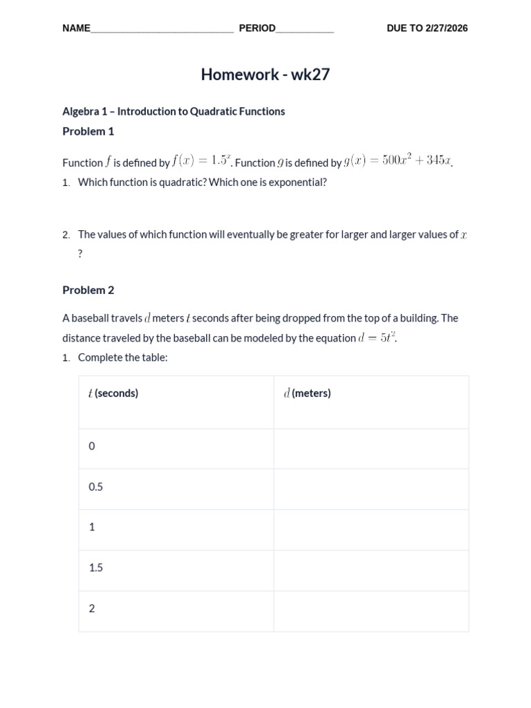 Home Worksheet - Lessons 4-9 Practice | PDF