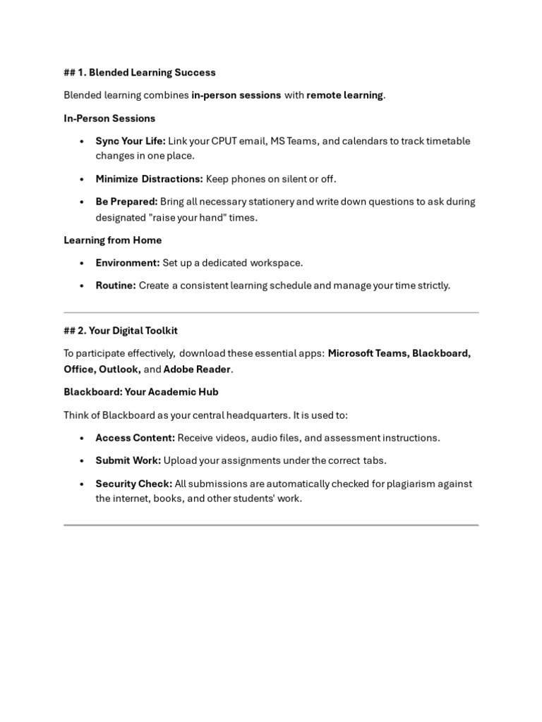 INTRODUCTION To Blended Learning & Blackboard Slides Only (CPUT) | PDF