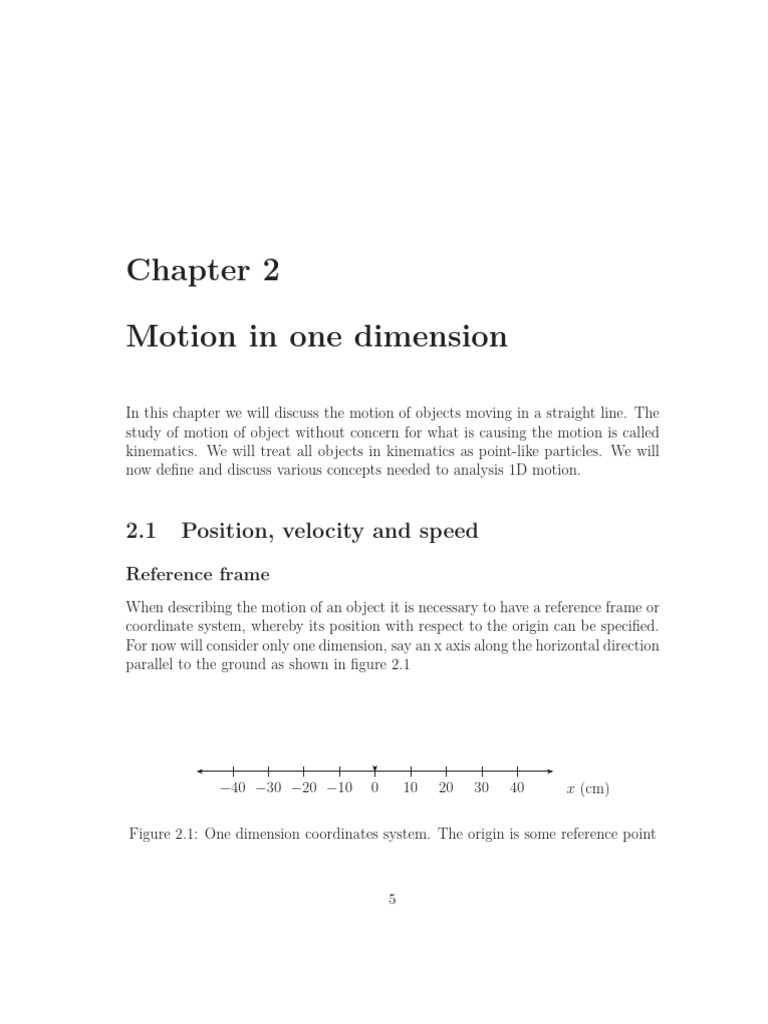 Mechanics-Ch 2 Motion in 1 Dimension | PDF | Velocity | Acceleration