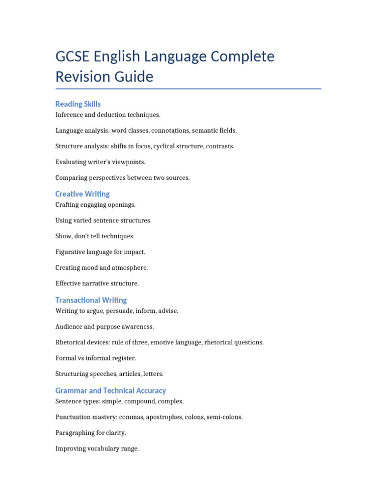 GCSE English Language Revision | PDF