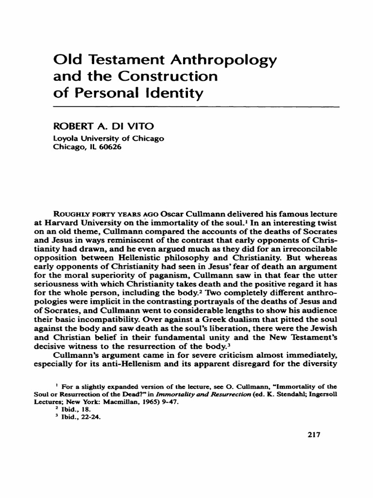 Old Testament Anthropology and The Construction | PDF | Soul | Reason