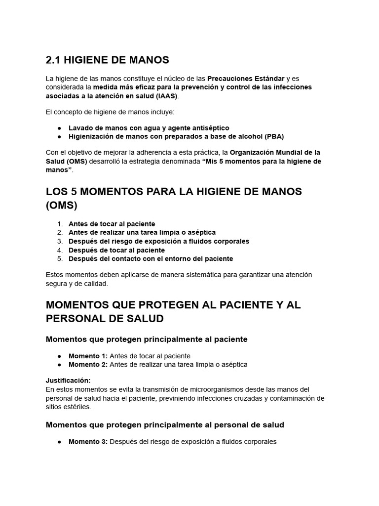 Los 5 Momentos para La Higiene de Manos | PDF | Lavado de manos ...