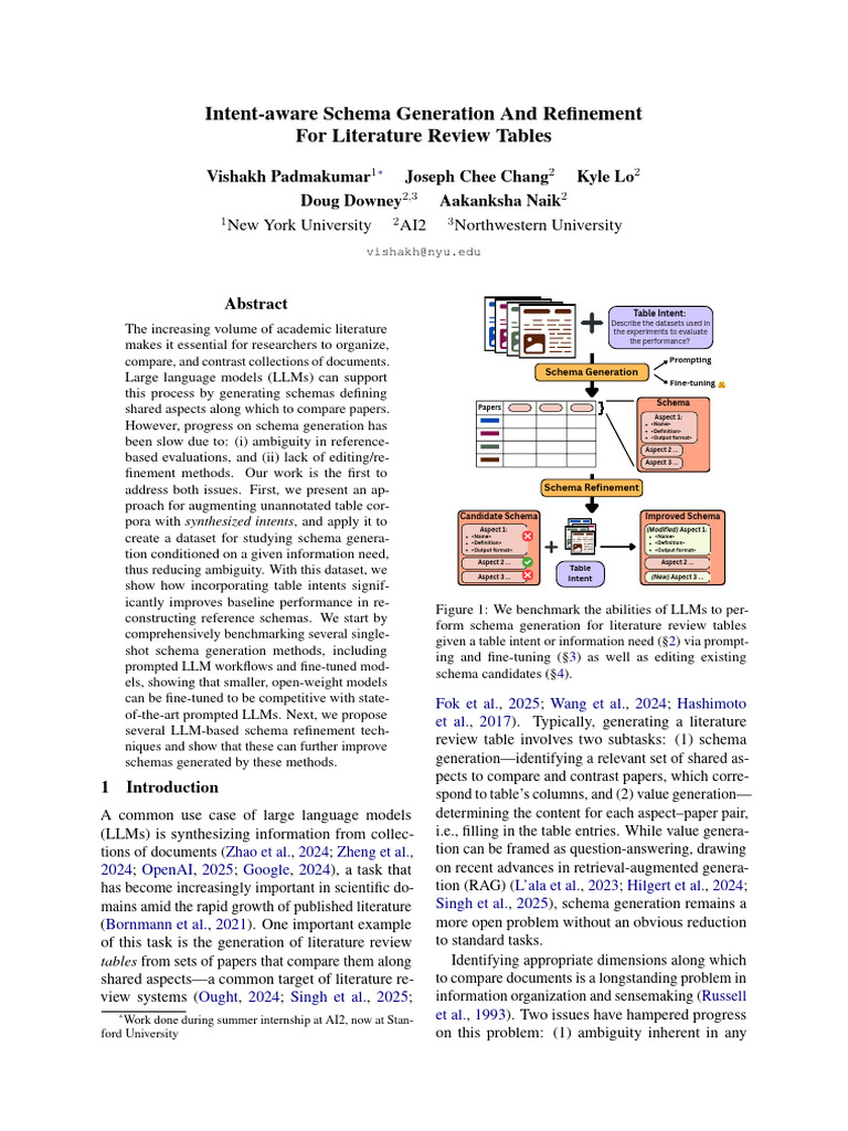 Intent-Aware Schema Generation and Refinement For Literature Review ...