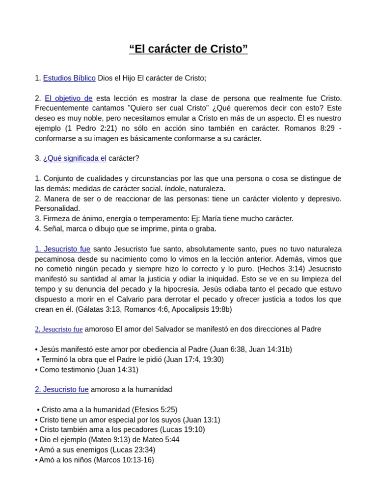 Clase 4 El Caracter de Cristo | PDF | Jesús | Cristo (título)