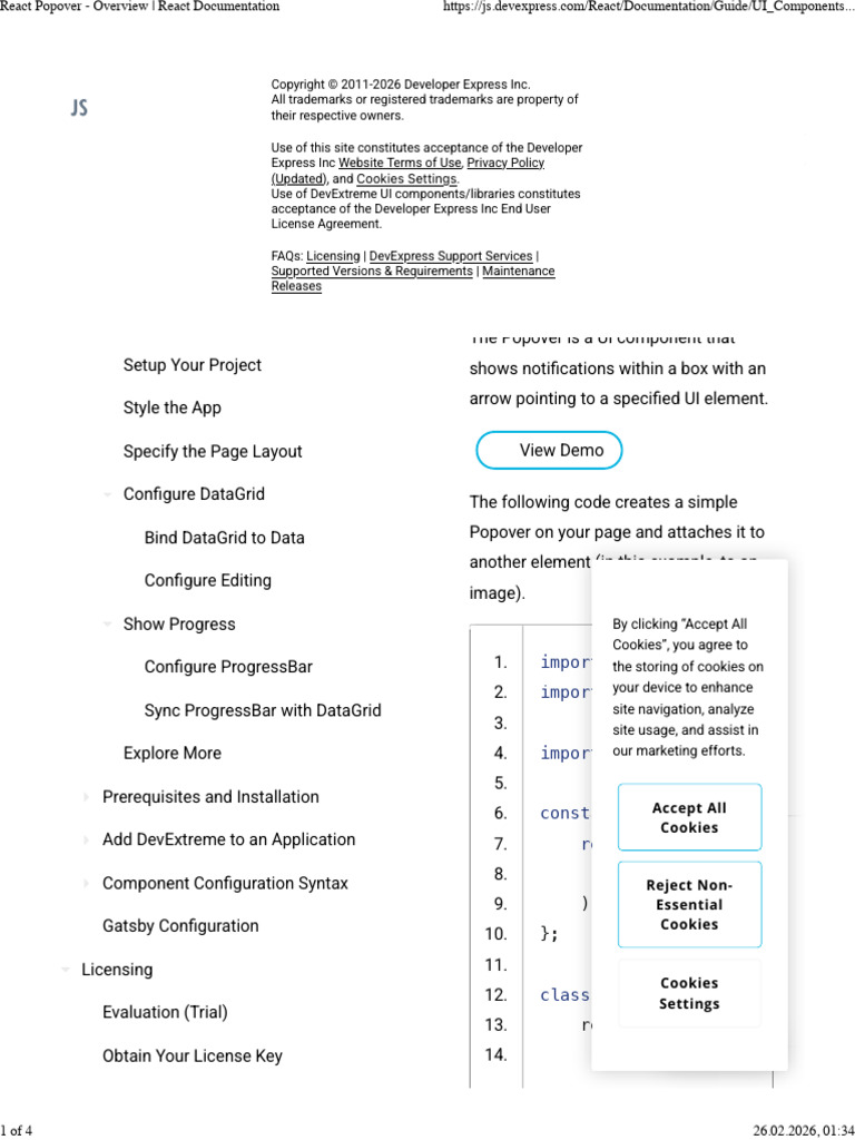 React Popover - Overview - React Documentation | PDF | Http Cookie ...
