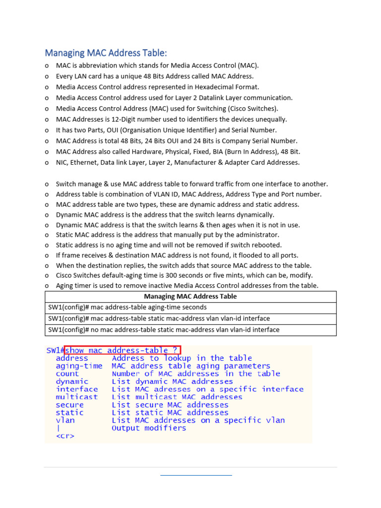 MAC Address Table PDF | PDF | Network Switch | Computer Network