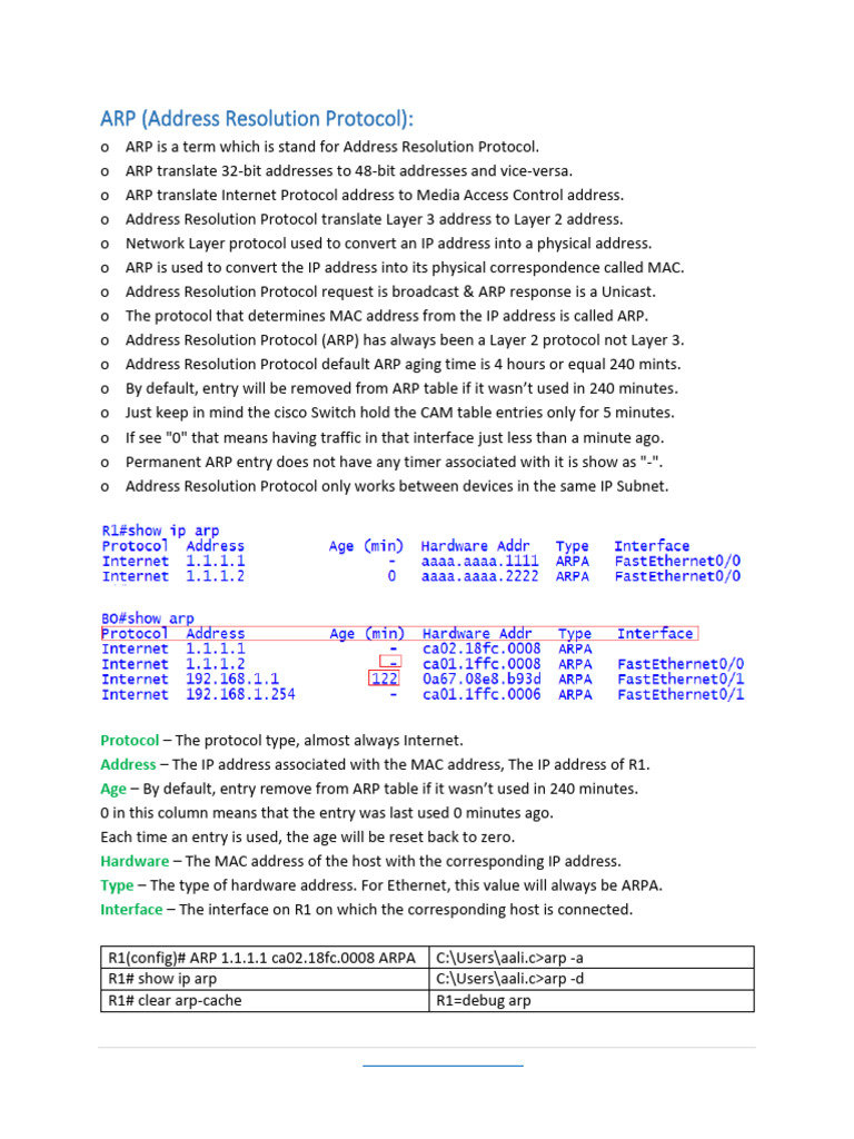 Address Resolution Protocol ARP PDF | PDF | Ip Address | Internet Protocols