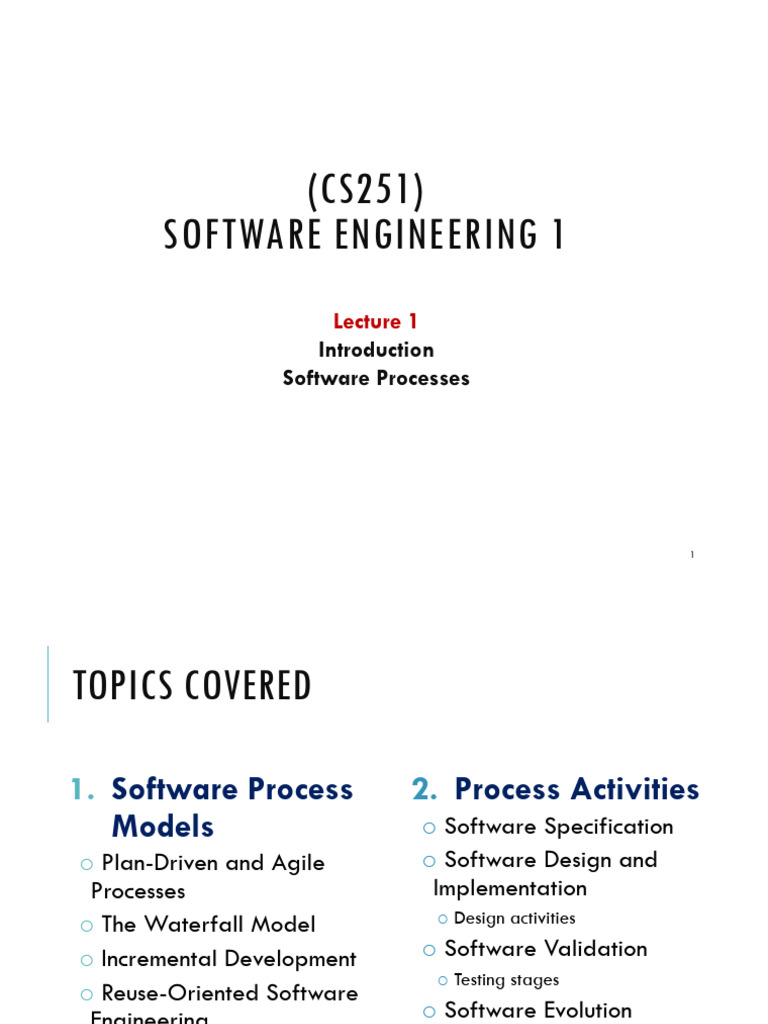 Intro. To SE (1) Software Processes & Development Life-Cycles | PDF ...