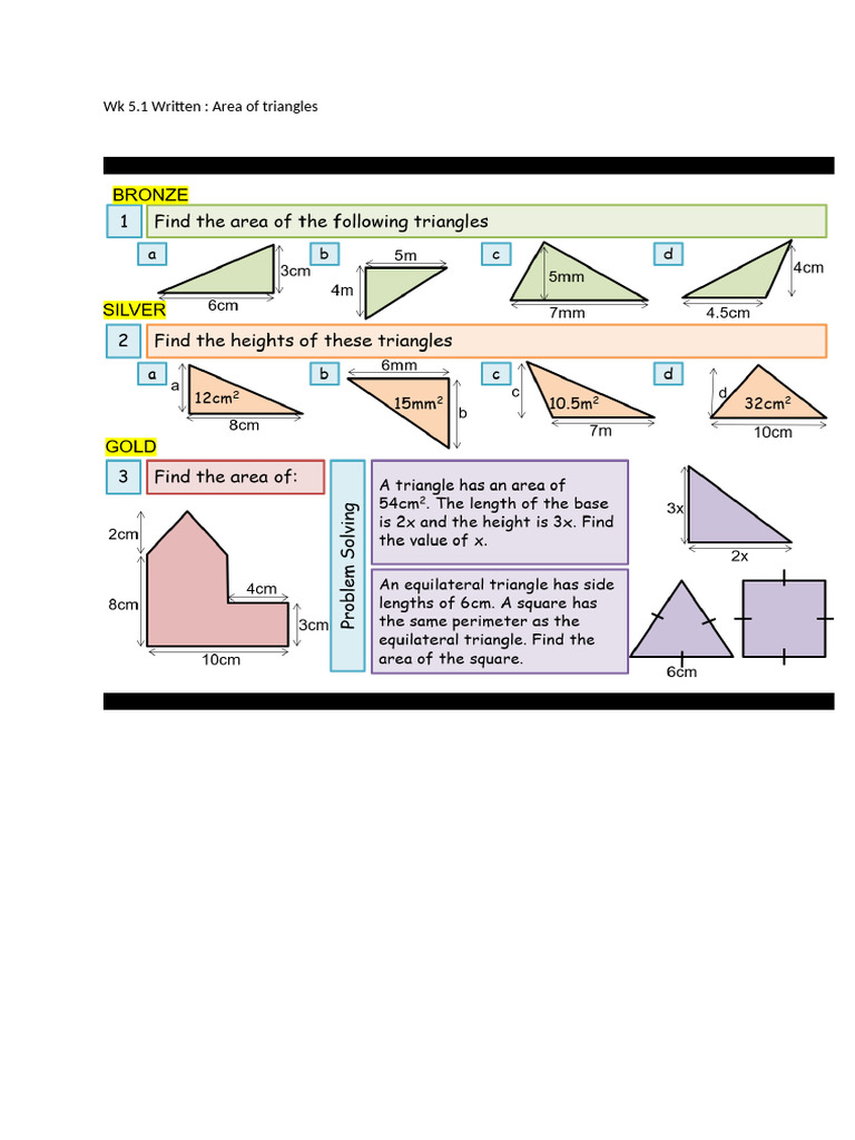 WK 5.1 Written Area of Triangles | PDF