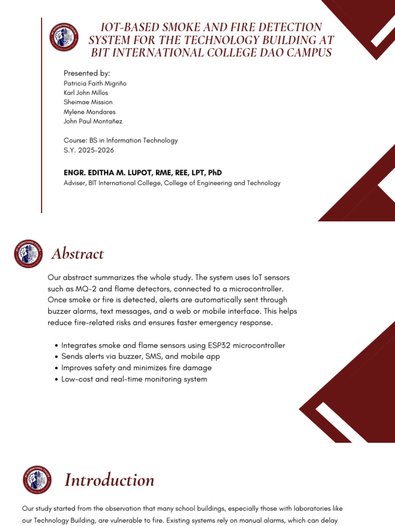 Iot-Based Smoke and Fire Detection System For The Technology Building ...