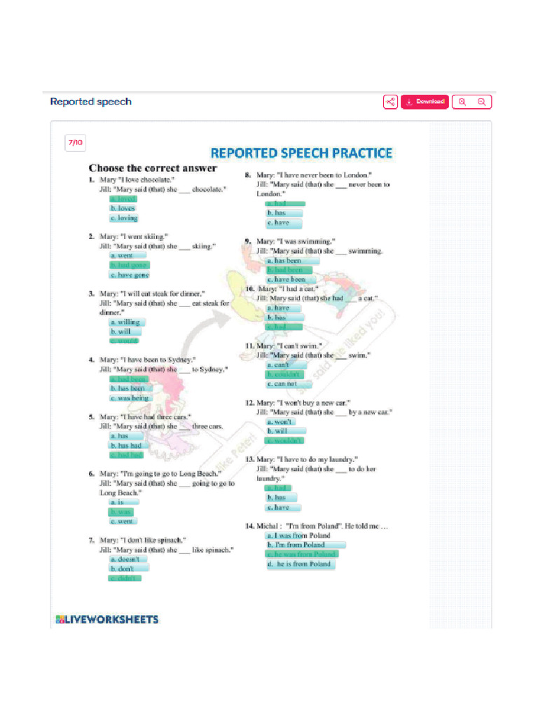 Grammar - Reported Speech20 | PDF