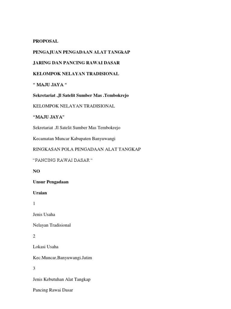 Contoh Proposal Pengajuan Alat