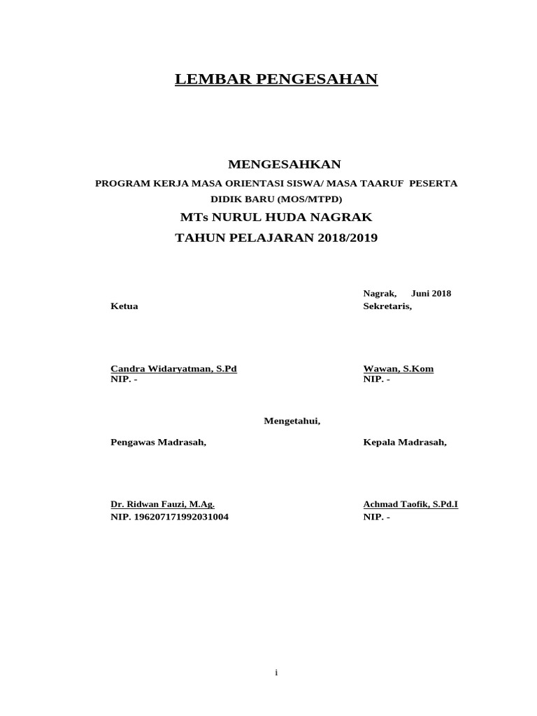 BAB PENGESAHAN MOS 2011, Pengantar, Dafsi, Daflam | PDF