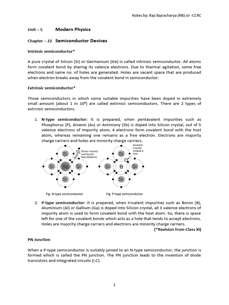 Semiconductor Notes by RB Sir (CCRC) | PDF | P–N Junction | Rectifier