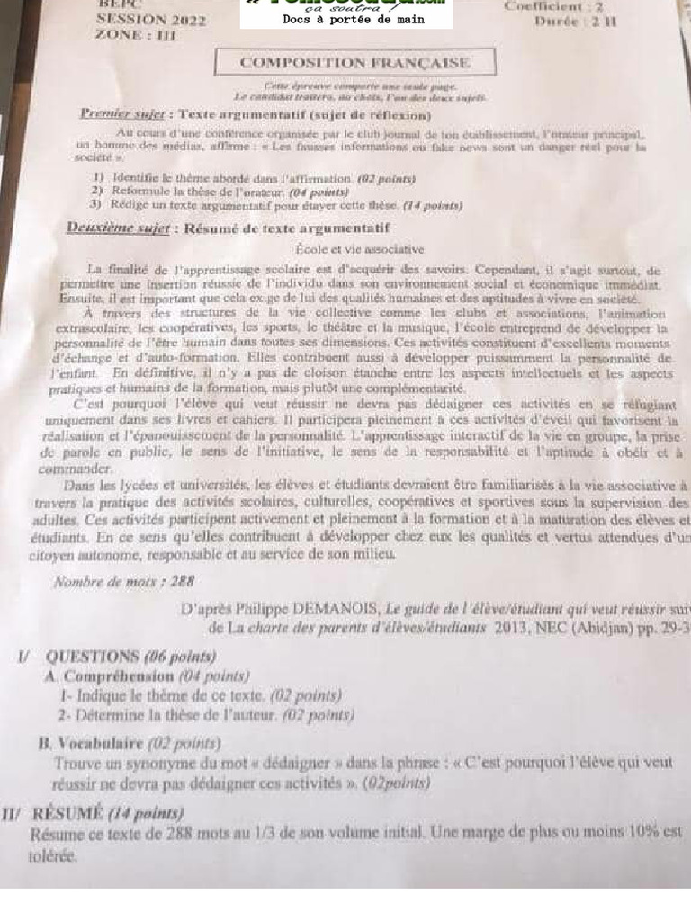 Composition Francaise Zone3 | PDF