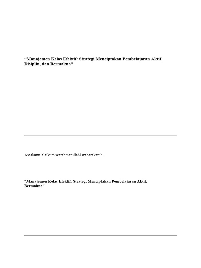 SCRIPT MODERATOR Manajemen Kelas Efektif | PDF