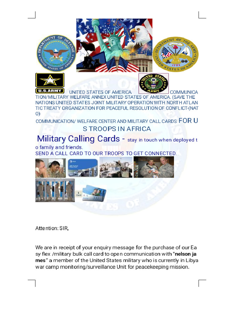 Military Calling Cards 1 1 - Phoenix | PDF