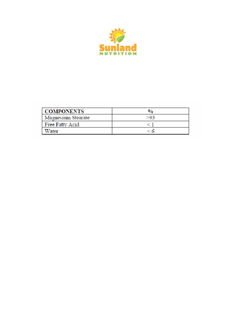 Magnesium Stearate Composition Statement (SL) | PDF