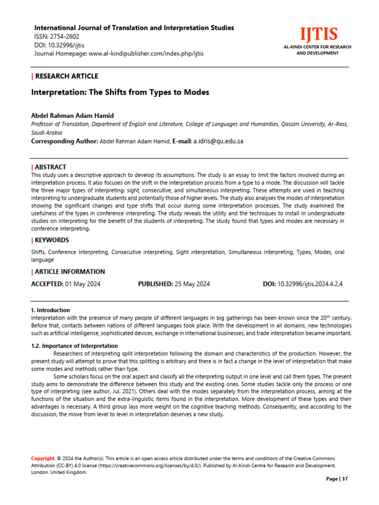 Interpretation The Shifts From Types To Modes | PDF | Language ...