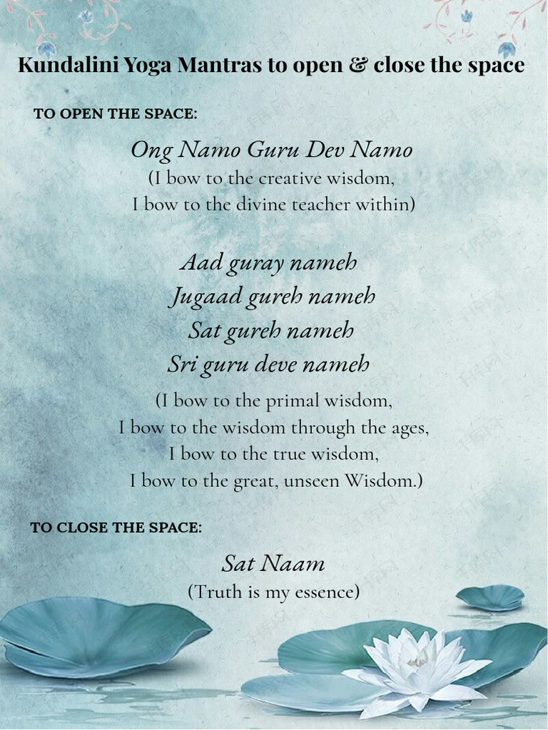 Mantras To Open and Close The Space | PDF