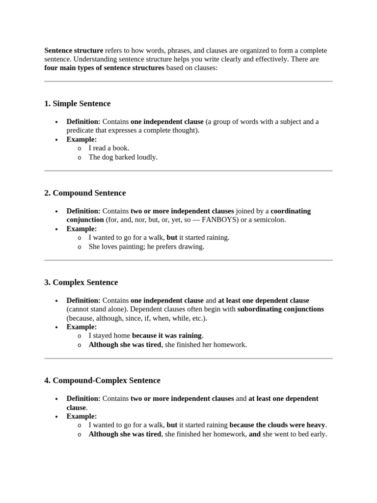 Sentence Structure Refers To How Words | PDF