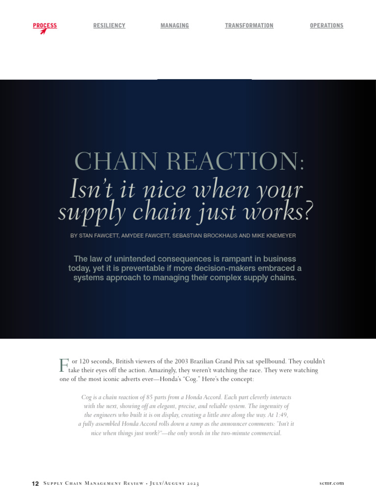 Chain Reaction Supply Chain System Thinking Article | PDF | Electric ...