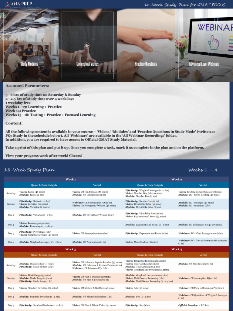Study Plan 18 Weeks Final | PDF