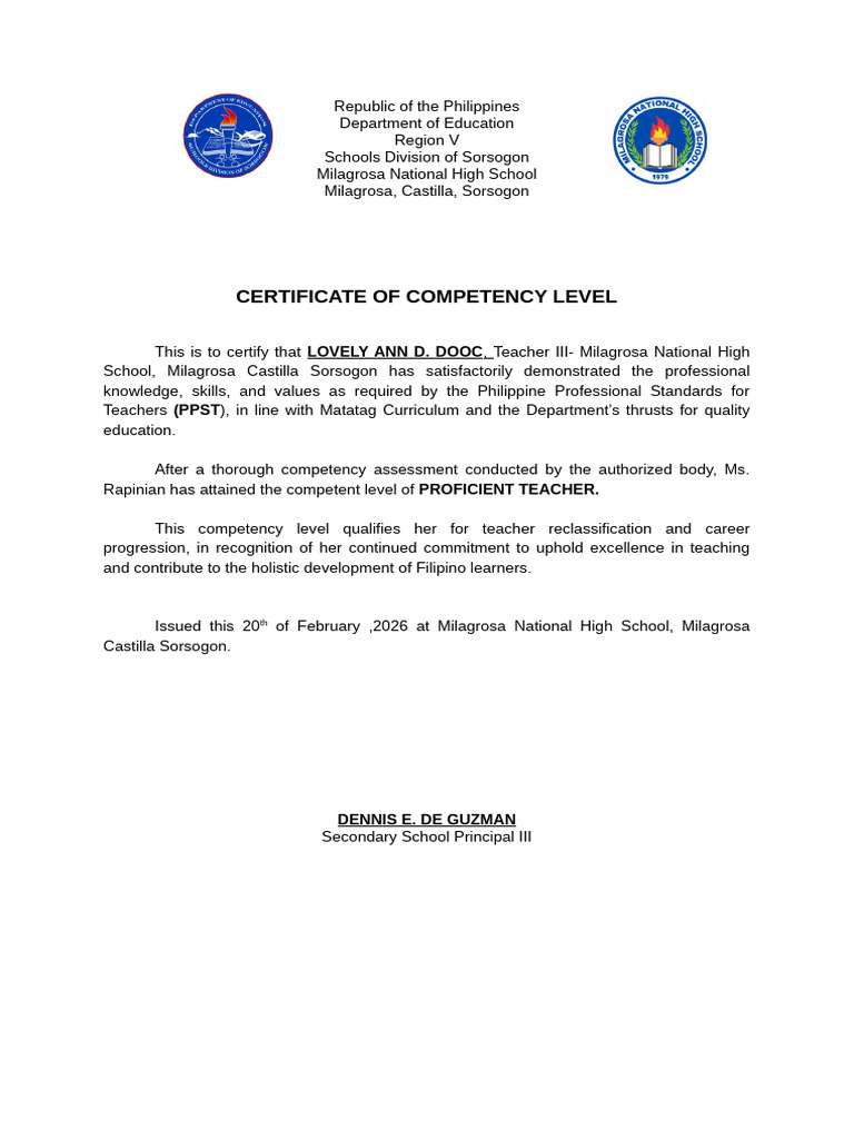 Certificate of Competency Level | PDF