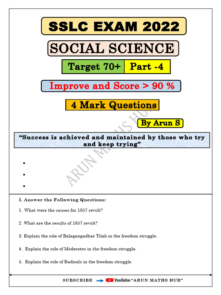 Social 4 Mark Questions by Arun S | PDF