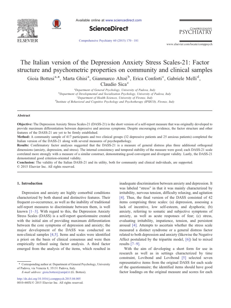 Bottesi Et Al. 2015 | PDF | Mental Disorder | Diagnostic And ...