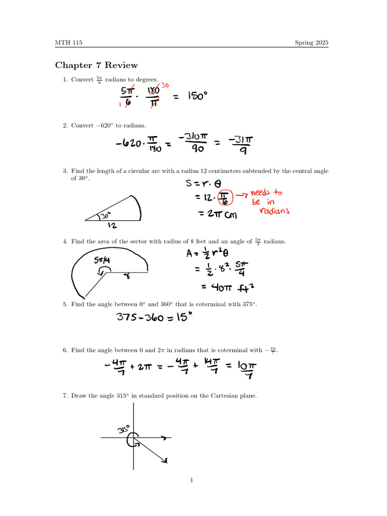 Chapter+7+Review Solutions | PDF | Angle | Elementary Geometry