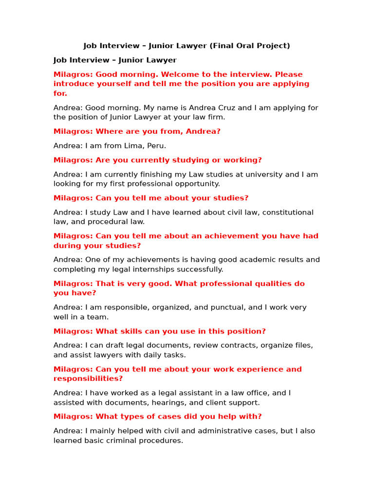 Job Interview DIALOGO FINAL | PDF