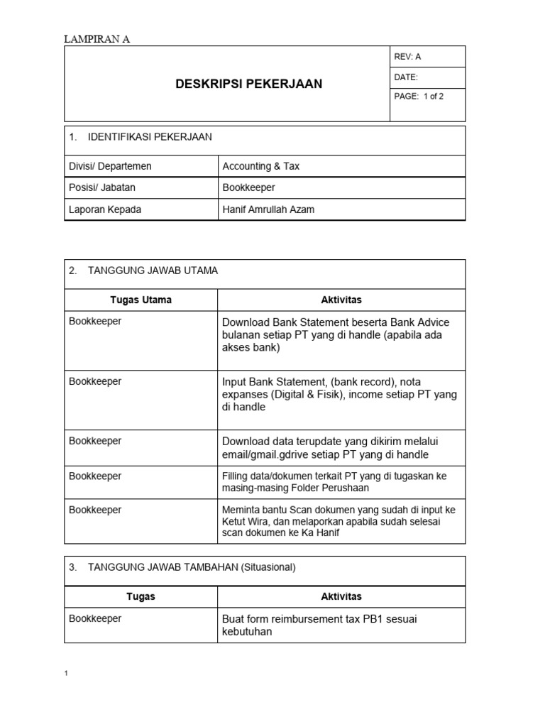 Master Job Desc Template Alfi | PDF