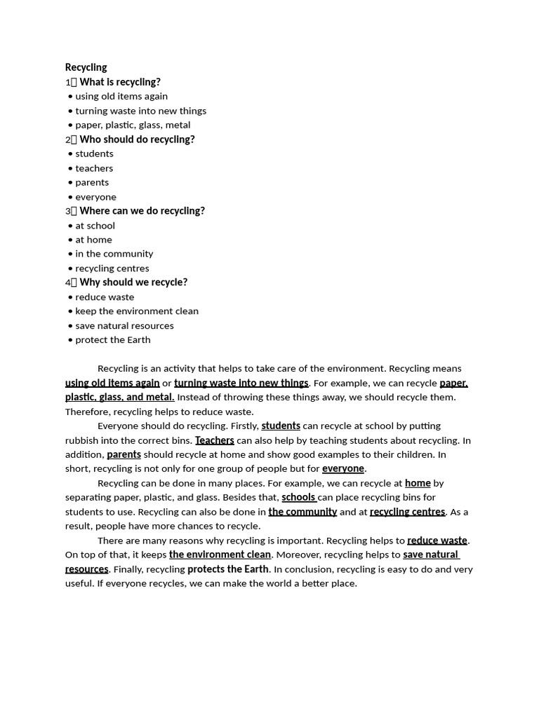 NTBL Recycling Writing | PDF