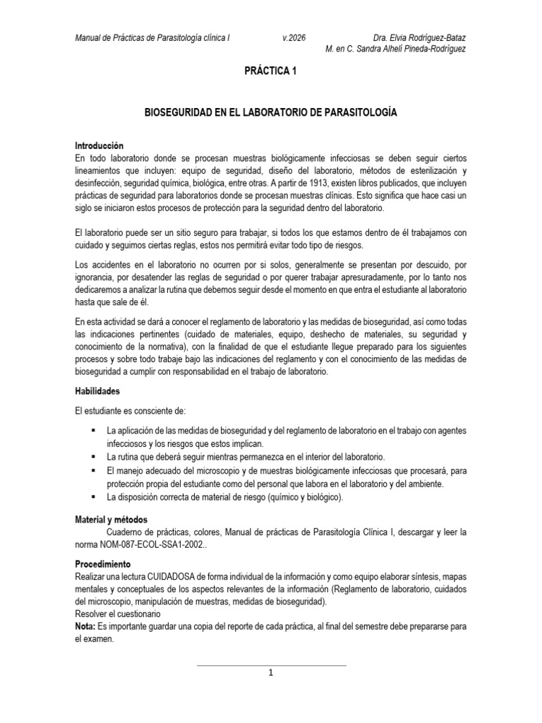 P1 Bioseguridad en El Laboratorio 2026 | PDF