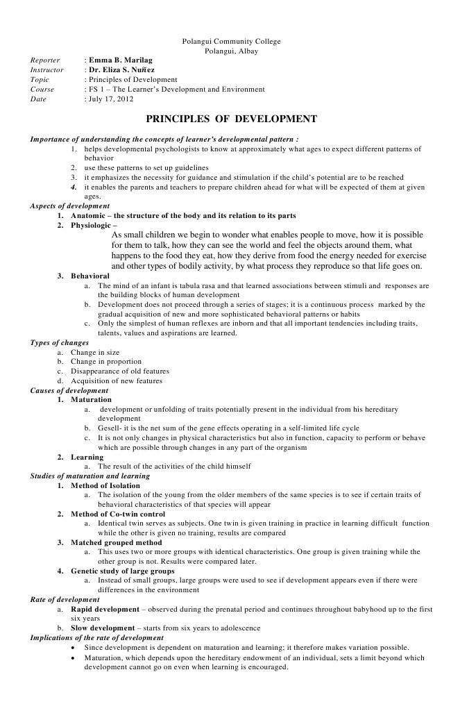 Principles of Child Development Explained | PDF | Developmental ...