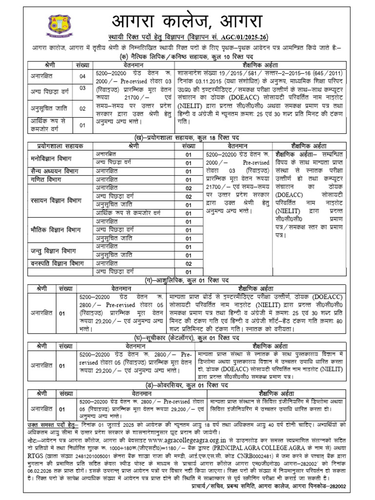 Advertisement Class III Vacancy | PDF