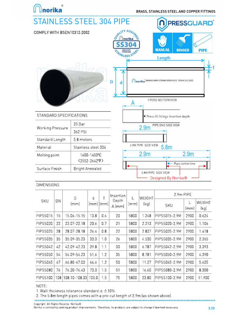 Stainless Steel 304 Pipe Catalogue | PDF
