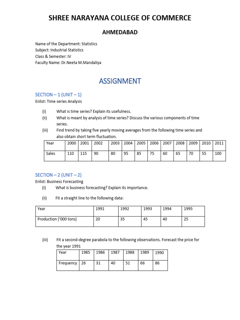 B Com Sem 4 Industrial Statistics 2026 | PDF | Time Series | Statistics